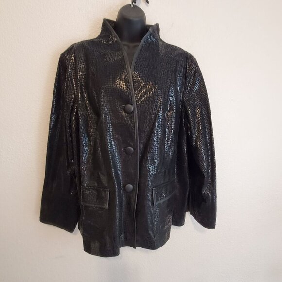 Bradley By Bradley Bayou Black Genuine Leather Jacket Embossed Texture Size 2XL - Picture 14 of 15